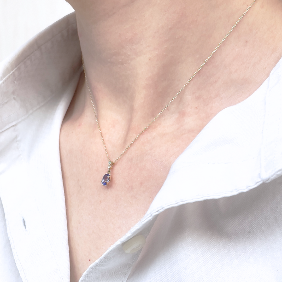 タンザナイト×ダイヤモンド0.01ct ネックレス K10YG