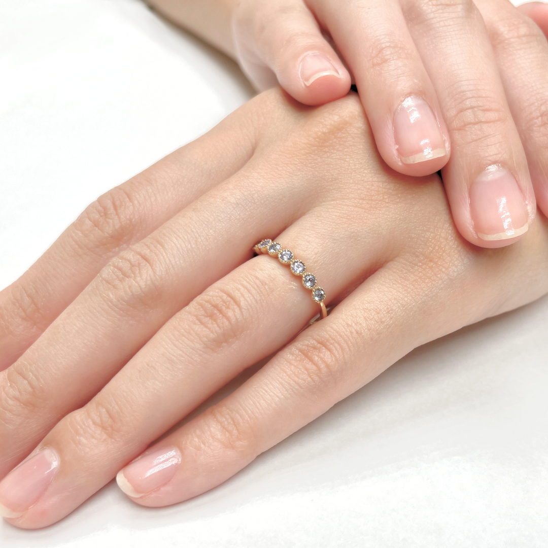 タンザナイト ミル打ちハーフエタニティ リング K10YG