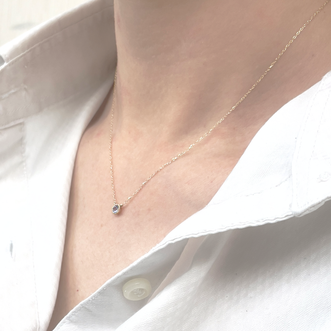 タンザナイト ミルグレインネックレス K10YG