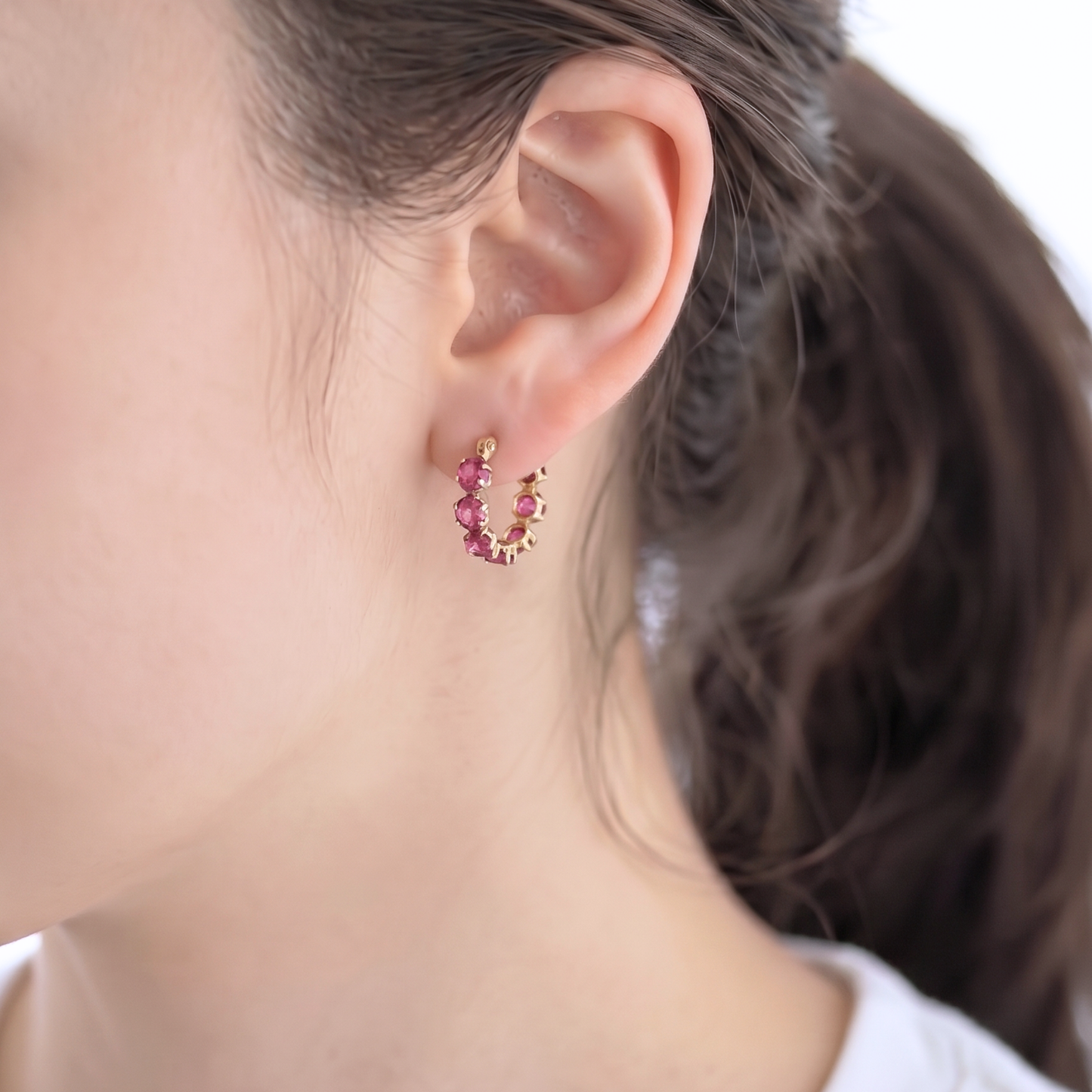 ピンクトルマリン フープピアス K10YG