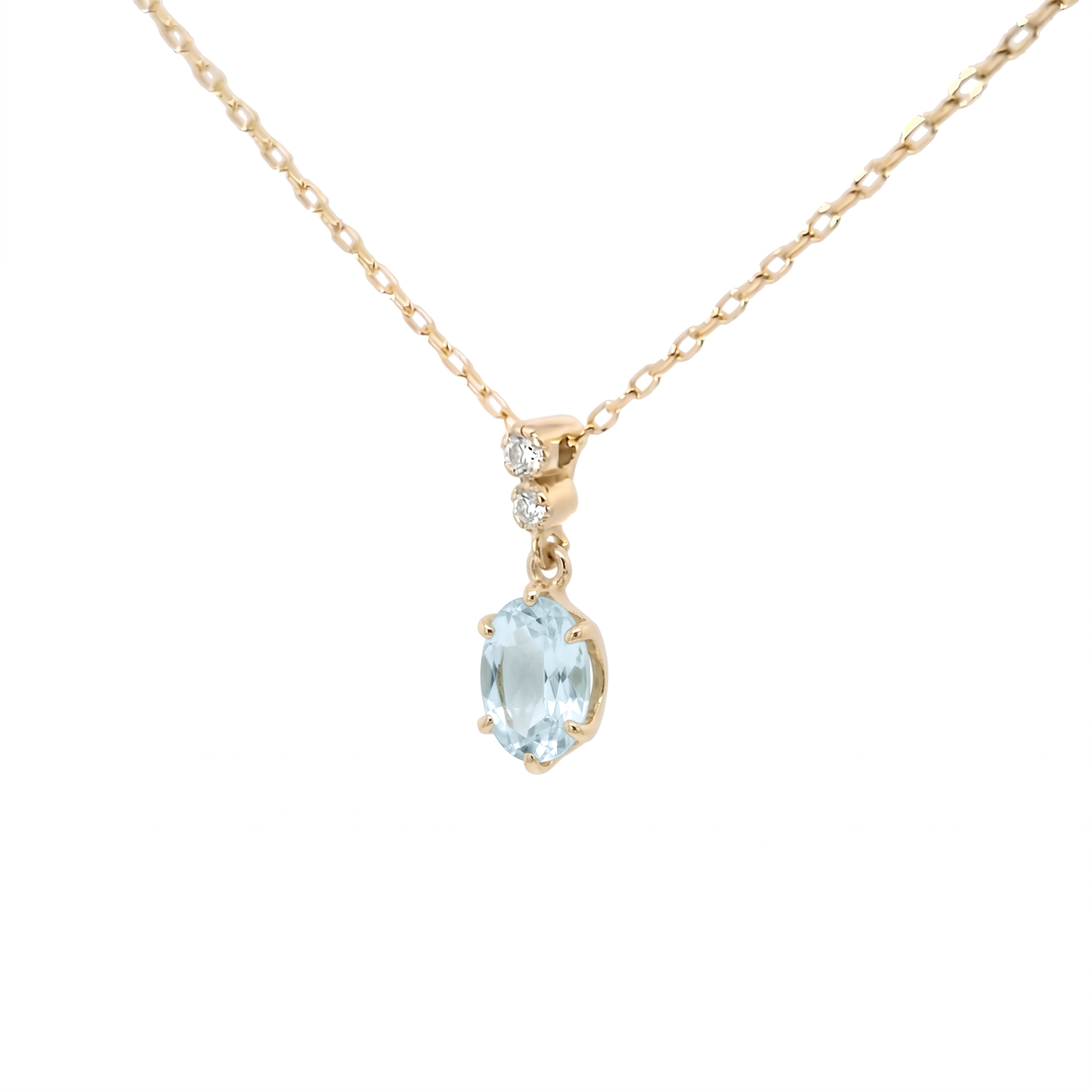 アクアマリン×ダイヤモンド0.01ct ネックレス K10YG