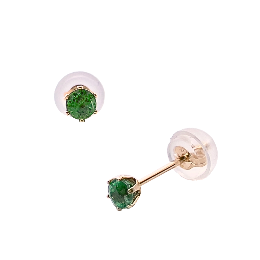 グリーンガーネット　ラウンドカット　スタッドピアス　K10YG