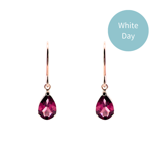 ロードライトガーネット　ペアシェイプカット　フックピアス　K10YG