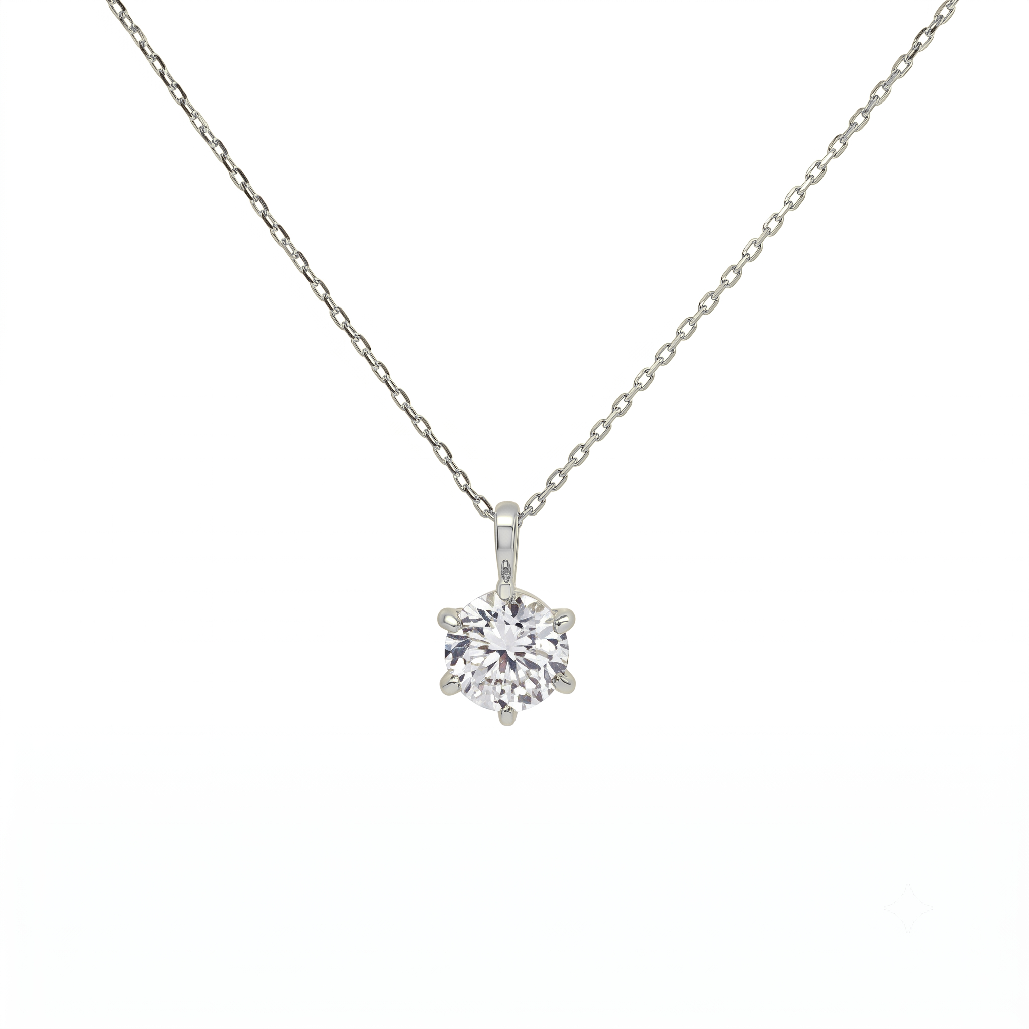 プラチナカラーSV925　一粒ストーン　1.0ct　シンプルネックレス