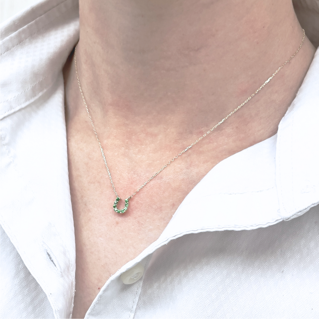 グリーンガーネットバテイネックレス　K10YG