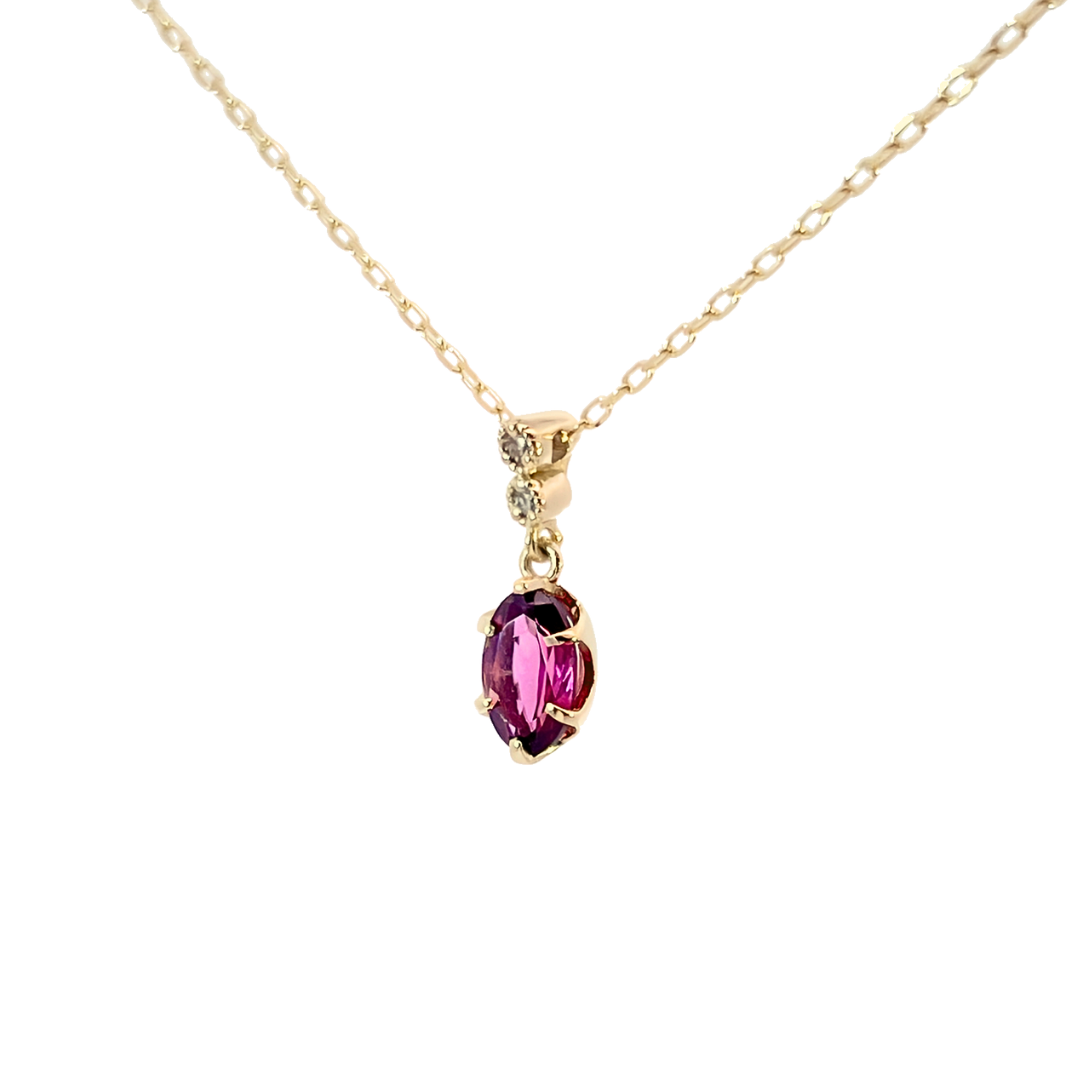 ロードライトガーネット×ダイヤモンド0.01ct ネックレス K10YG