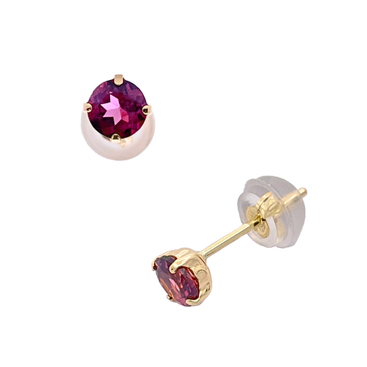 ロードライトガーネット　ラウンドカット　 スタッドピアス　 K18YG