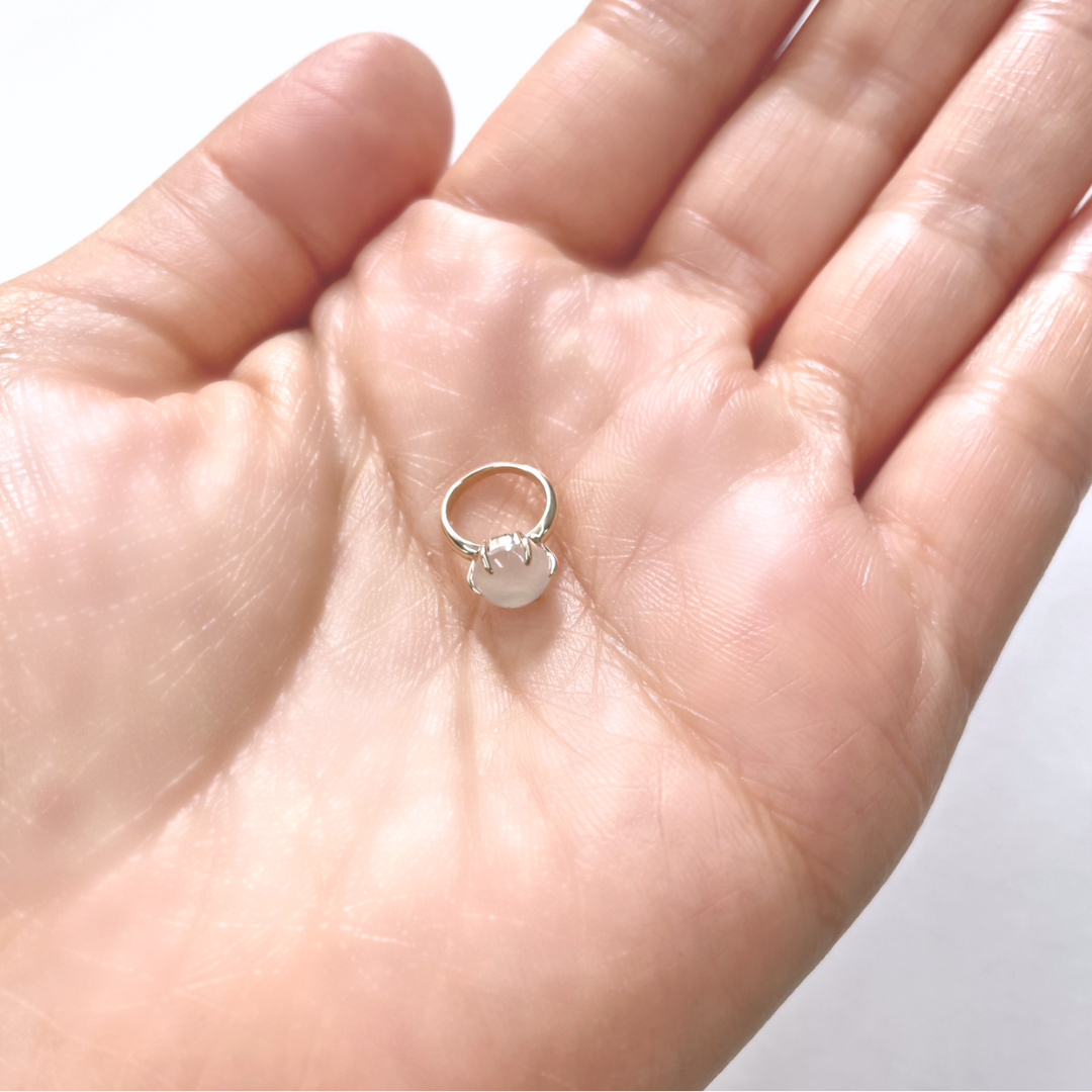 ムーンストーン　ラウンドカボッション　ミニリング　ペンダントトップ　K10YG