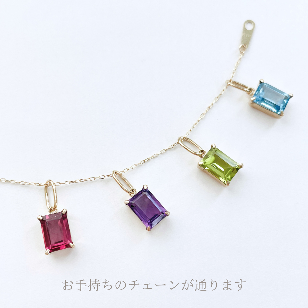 ペリドット　スクエアカット　ペンダントトップ　K10YG