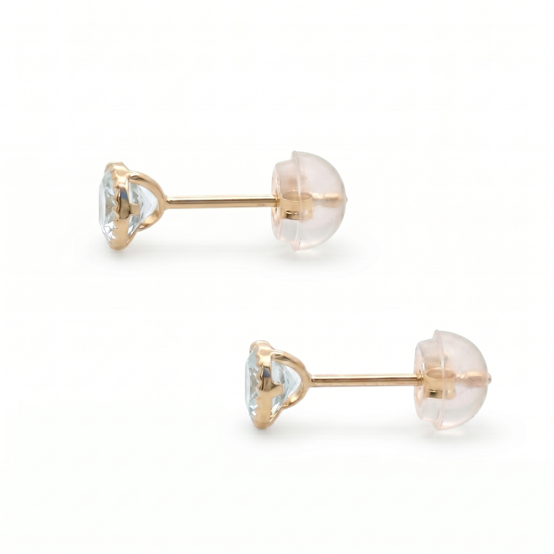 アクアマリン　ラウンド　ミルピアス　K10YG