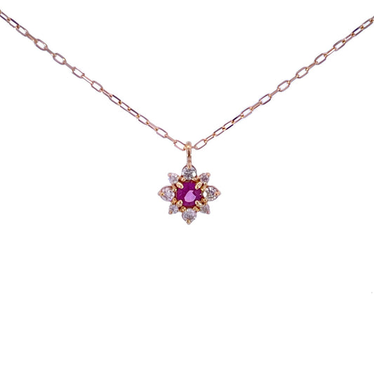 ロードライトガーネット×ダイヤモンド0.07ct ネックレス K18YG