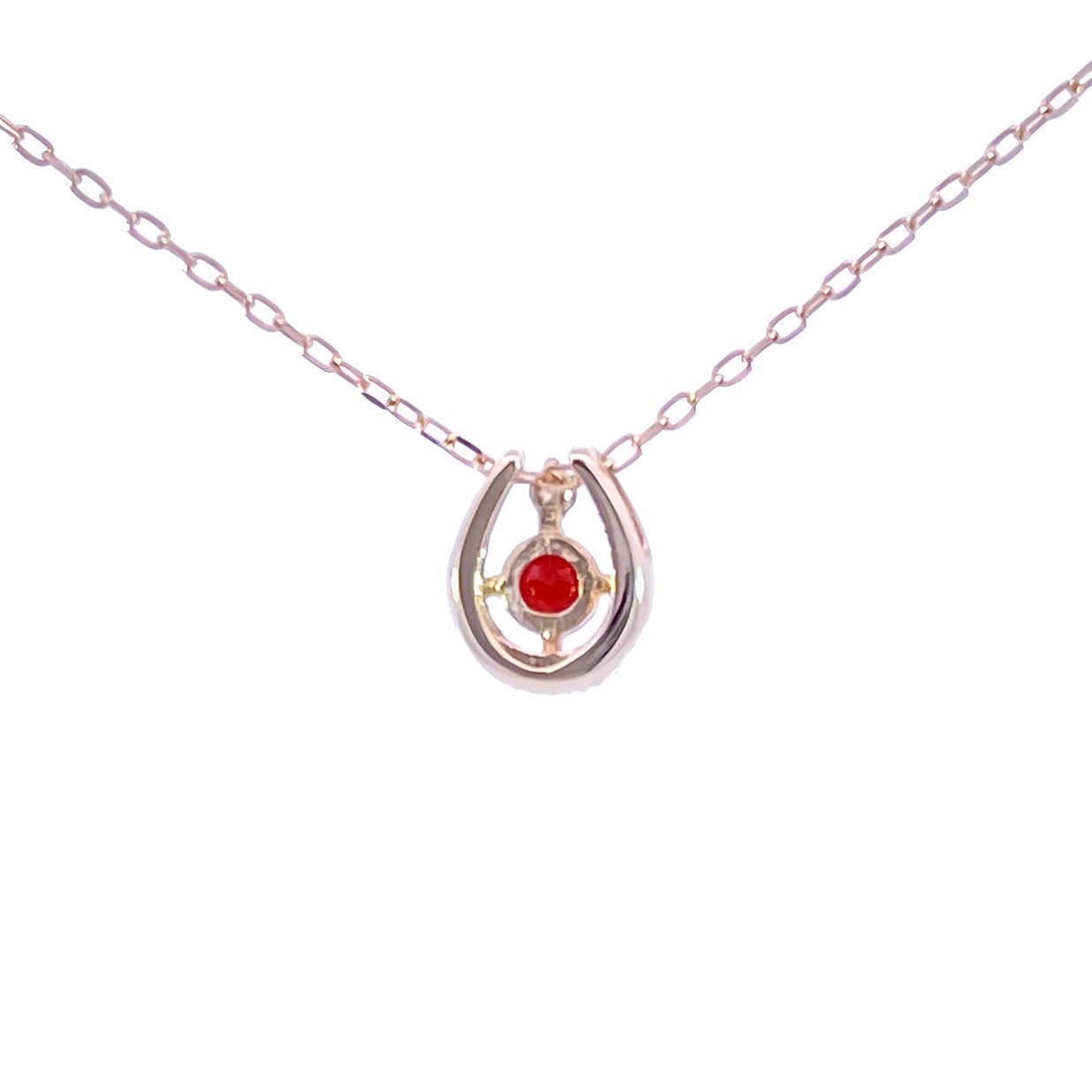 ガーネット×ダイヤモンド0.01ct ホースシューネックレス K10YG