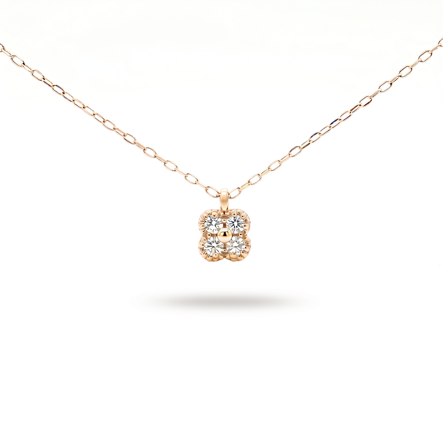ダイヤモンド0.05ct クローバーネックレス K10YG