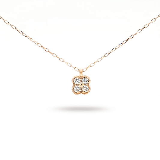 ダイヤモンド0.05ct クローバーネックレス K10YG