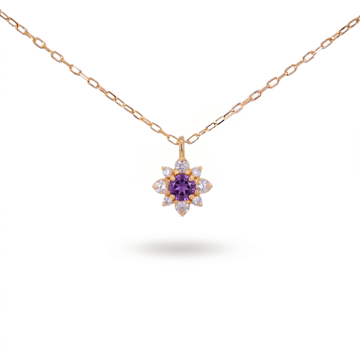 アメジスト×ダイヤモンド0.07ct ネックレス K18YG