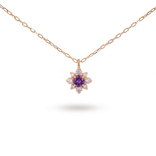 アメジスト×ダイヤモンド0.07ct ネックレス K18YG