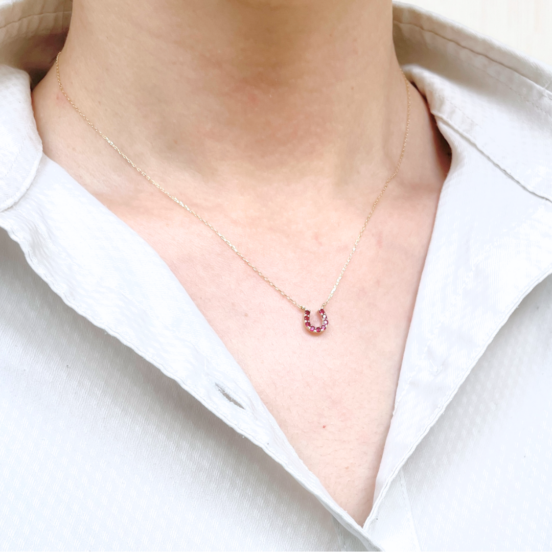 ロードライトガーネットバテイネックレス　K10YG