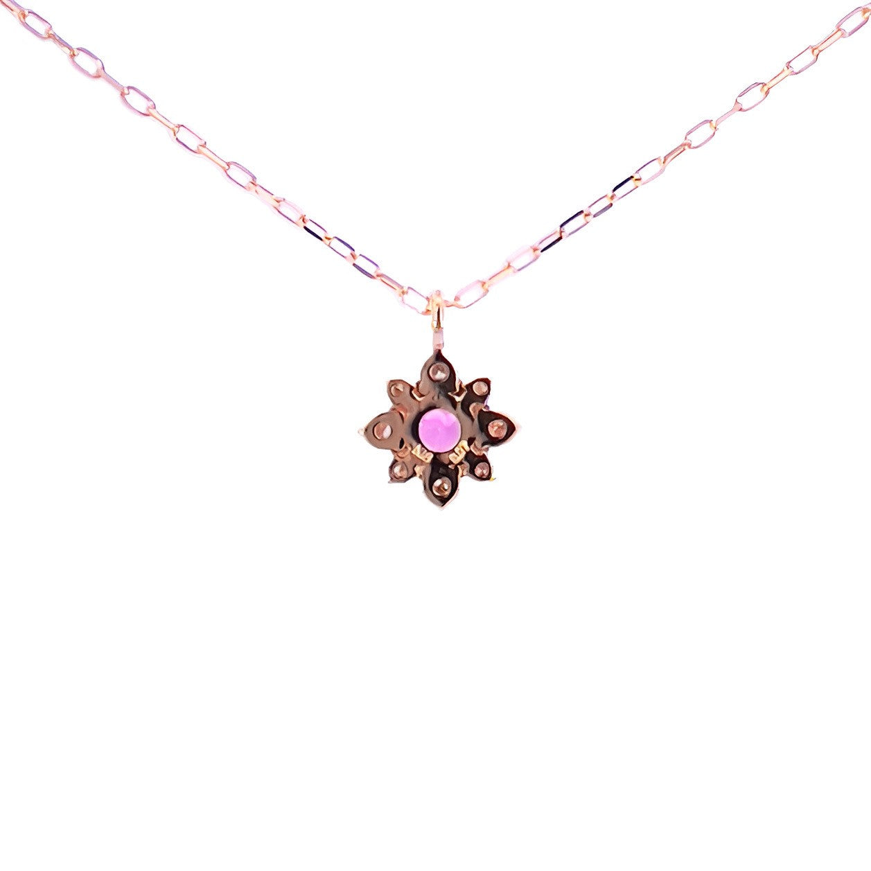 ロードライトガーネット×ダイヤモンド0.07ct ネックレス K18YG