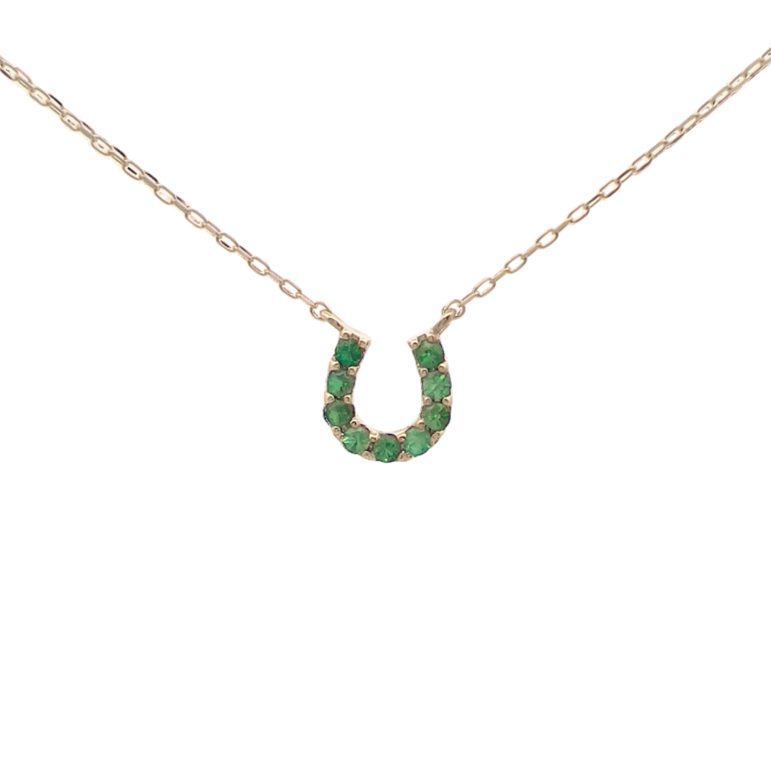 グリーンガーネットバテイネックレス　K10YG