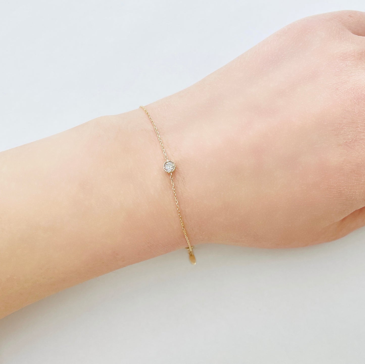 ダイヤモンド　ミルグレイン　ブレスレット　K10YG