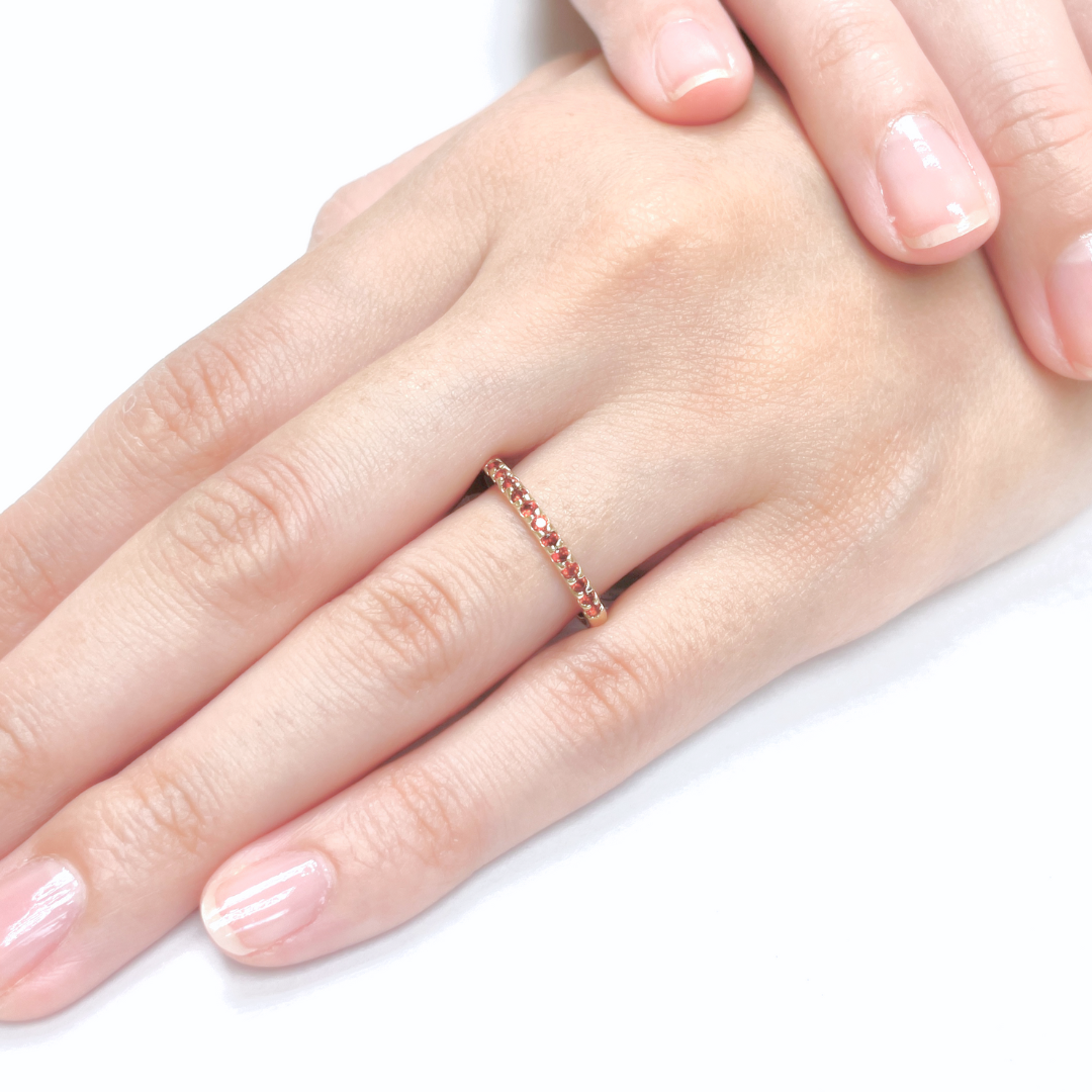 ガーネット ハーフエタニティ リング K10YG