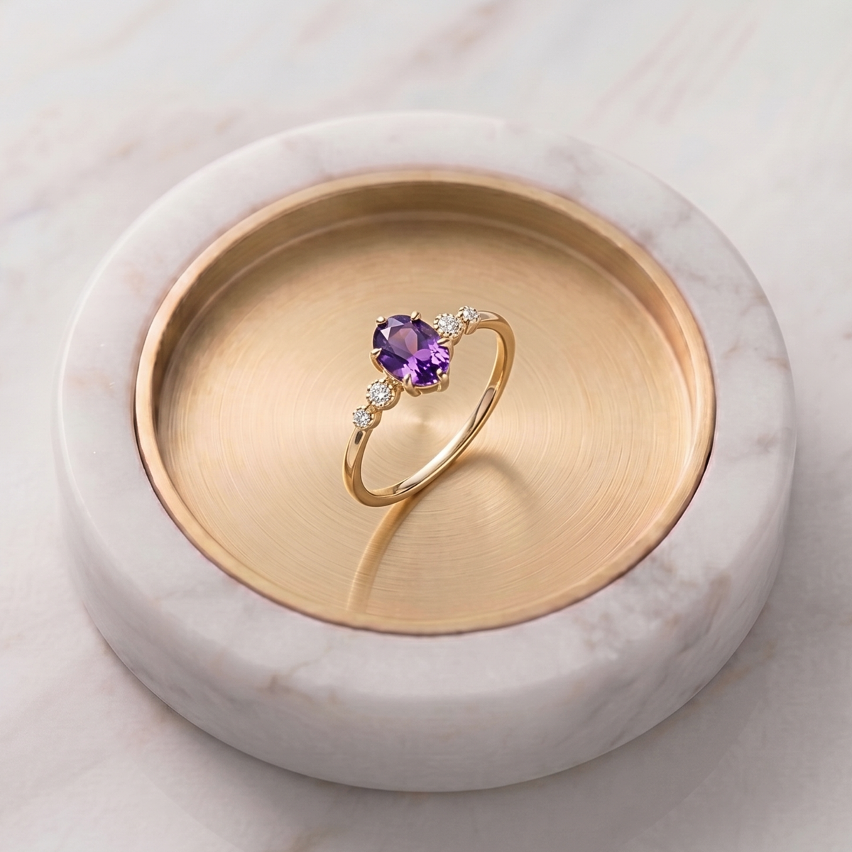 アメジスト×ダイヤモンド0.03ct リング K10YG