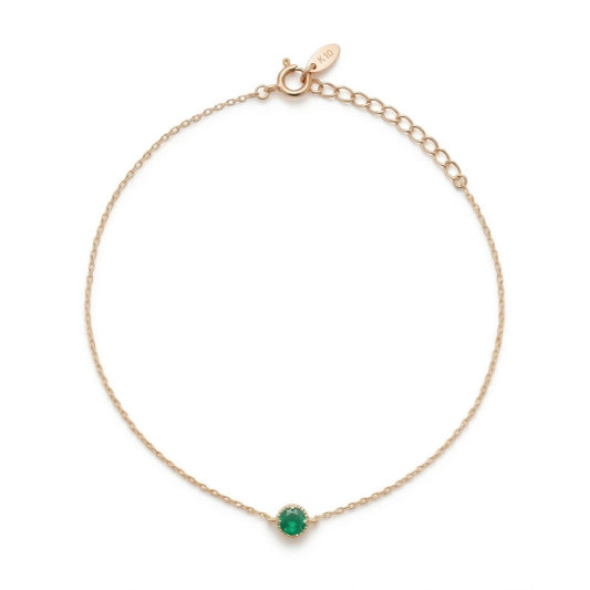 エメラルド　ミルグレイン　ブレスレット　K10YG