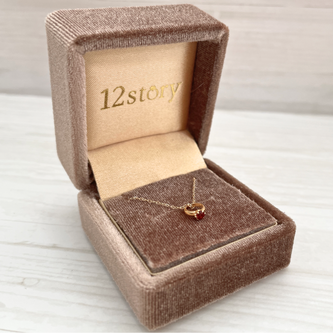 ガーネット ベビーリングネックレス K10YG