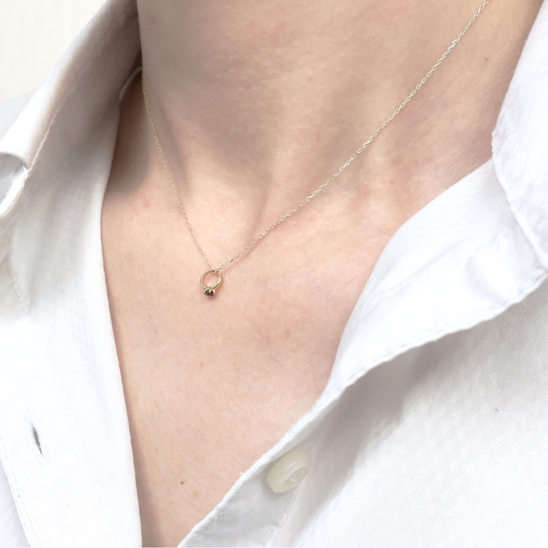 ガーネット ベビーリングネックレス K10YG