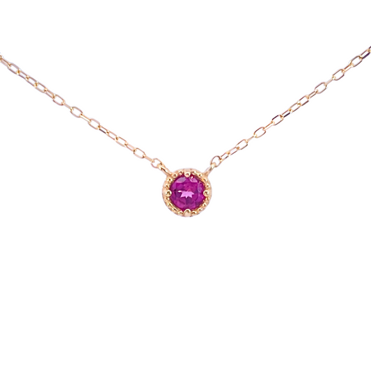 ロードライトガーネット ミルグレインネックレス K10YG