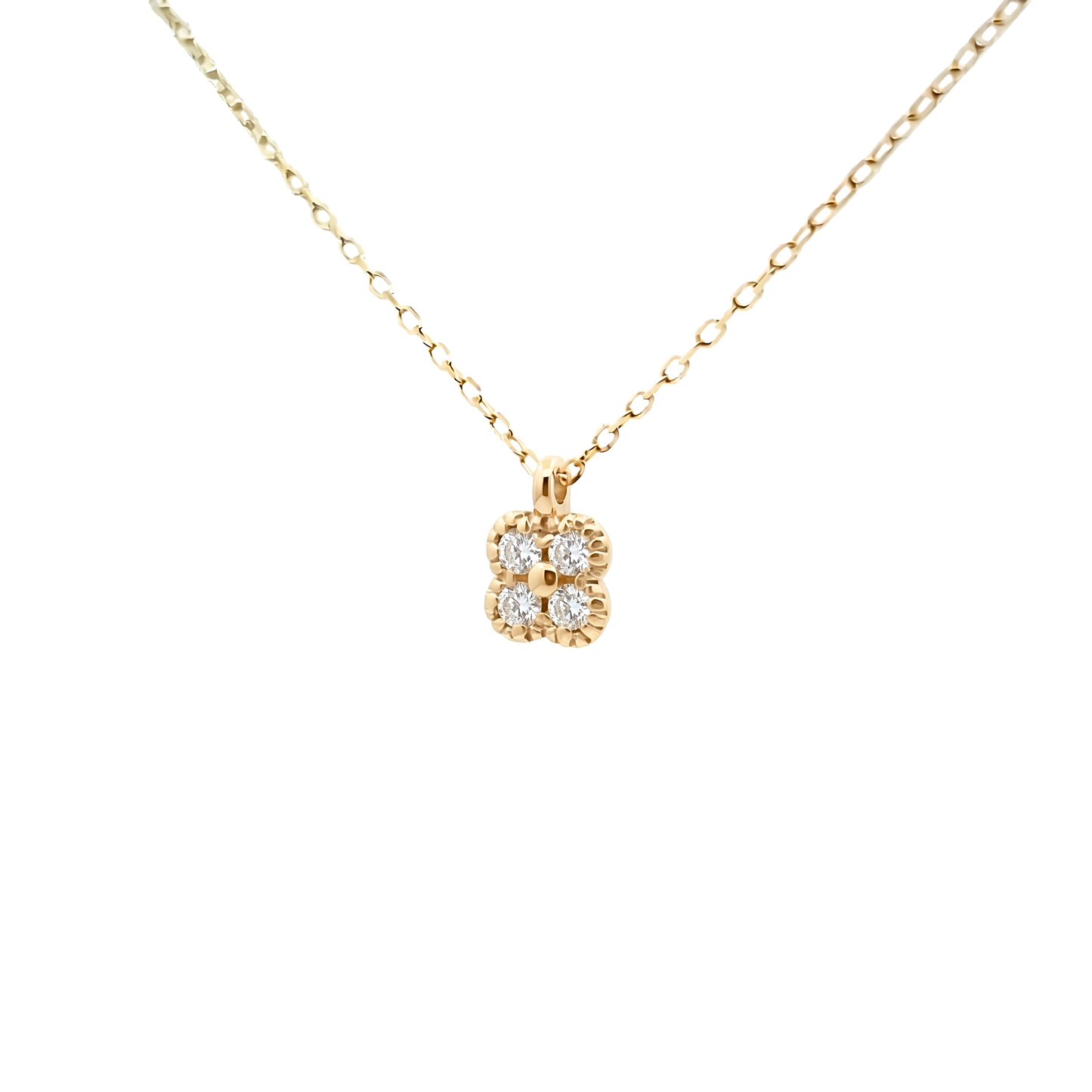 ダイヤモンド0.05ct クローバーネックレス K10YG