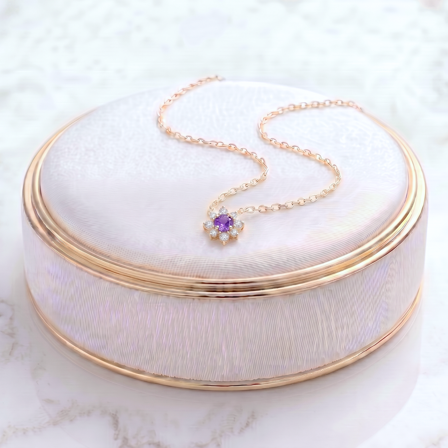 アメジスト×ダイヤモンド0.07ct ネックレス K18YG