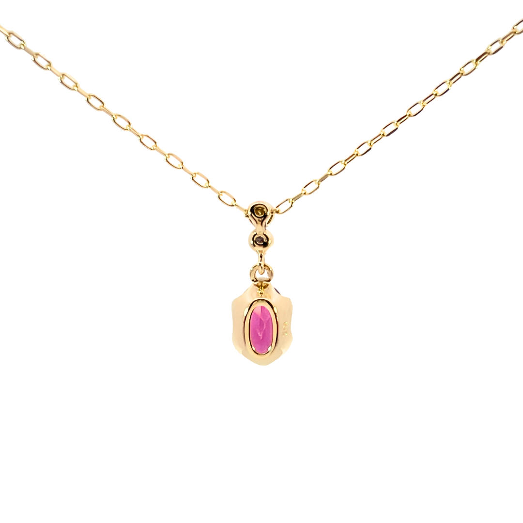 ロードライトガーネット×ダイヤモンド0.01ct ネックレス K10YG