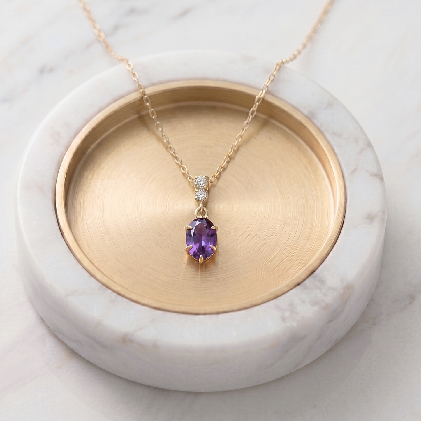 アメジスト×ダイヤモンド0.01ct ネックレス K10YG