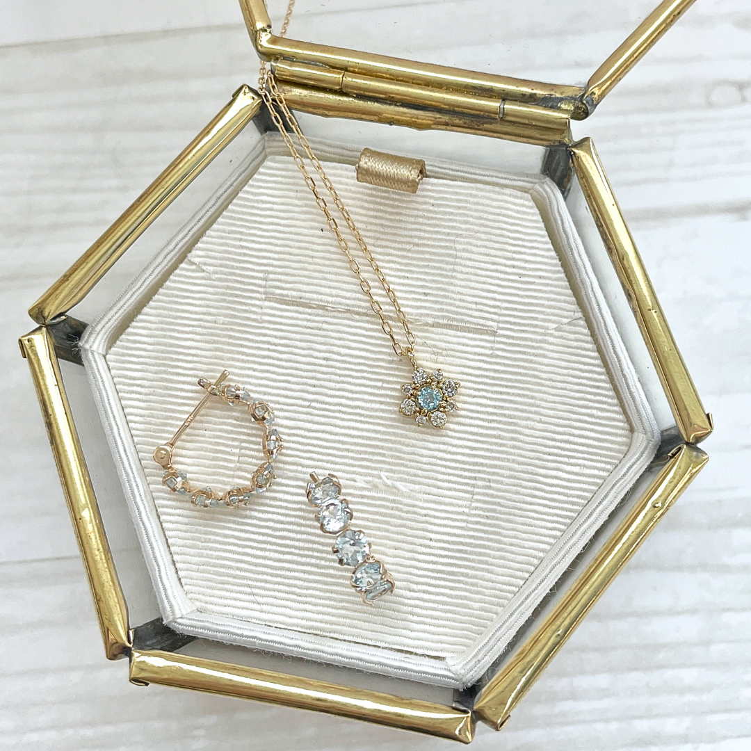 ブルートパーズ フープピアス K10YG