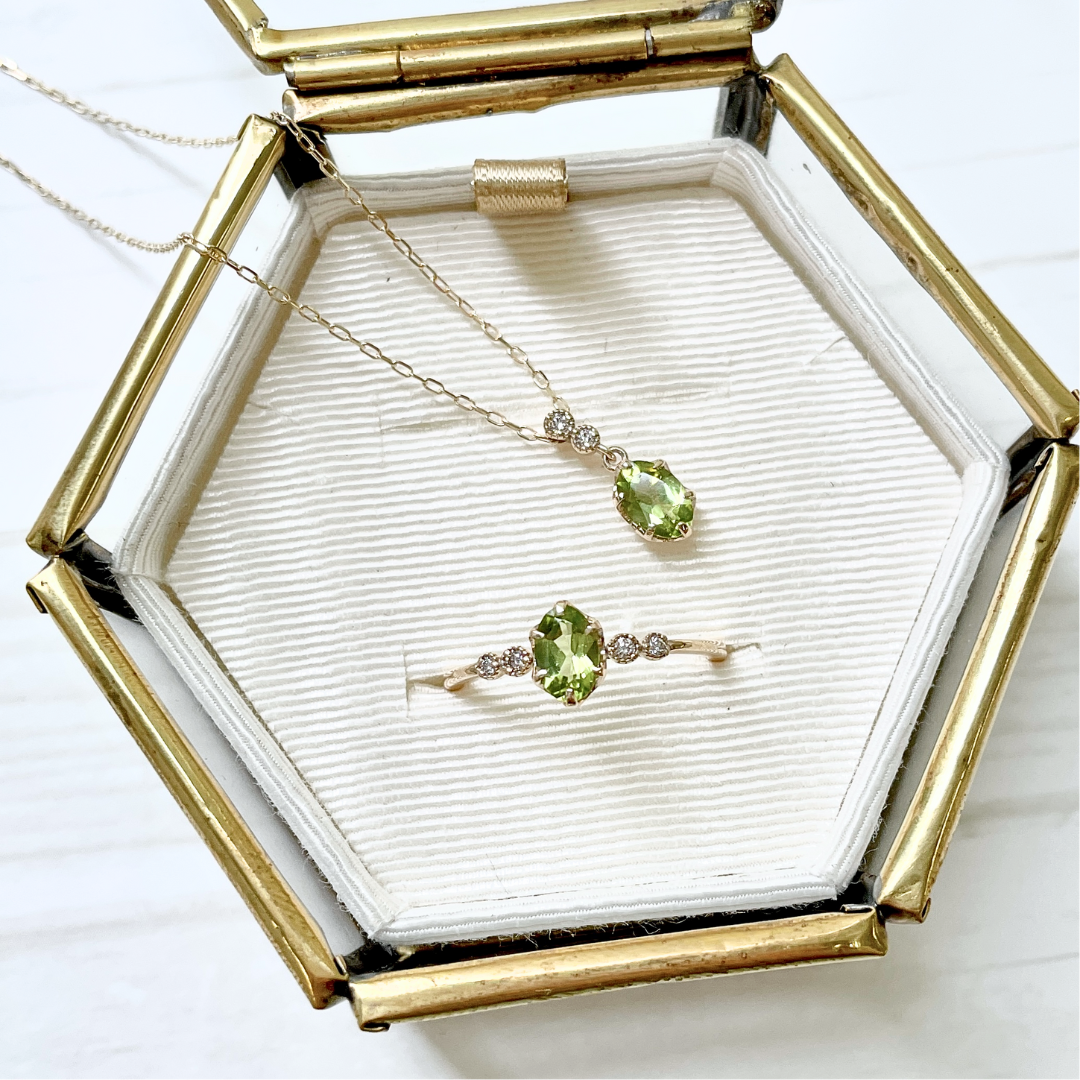 ペリドット×ダイヤモンド0.01ct ネックレス K10YG