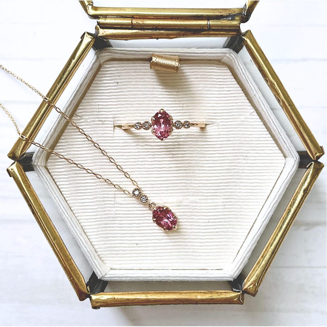 ピンクトルマリン×ダイヤモンド0.01ct ネックレス K10YG