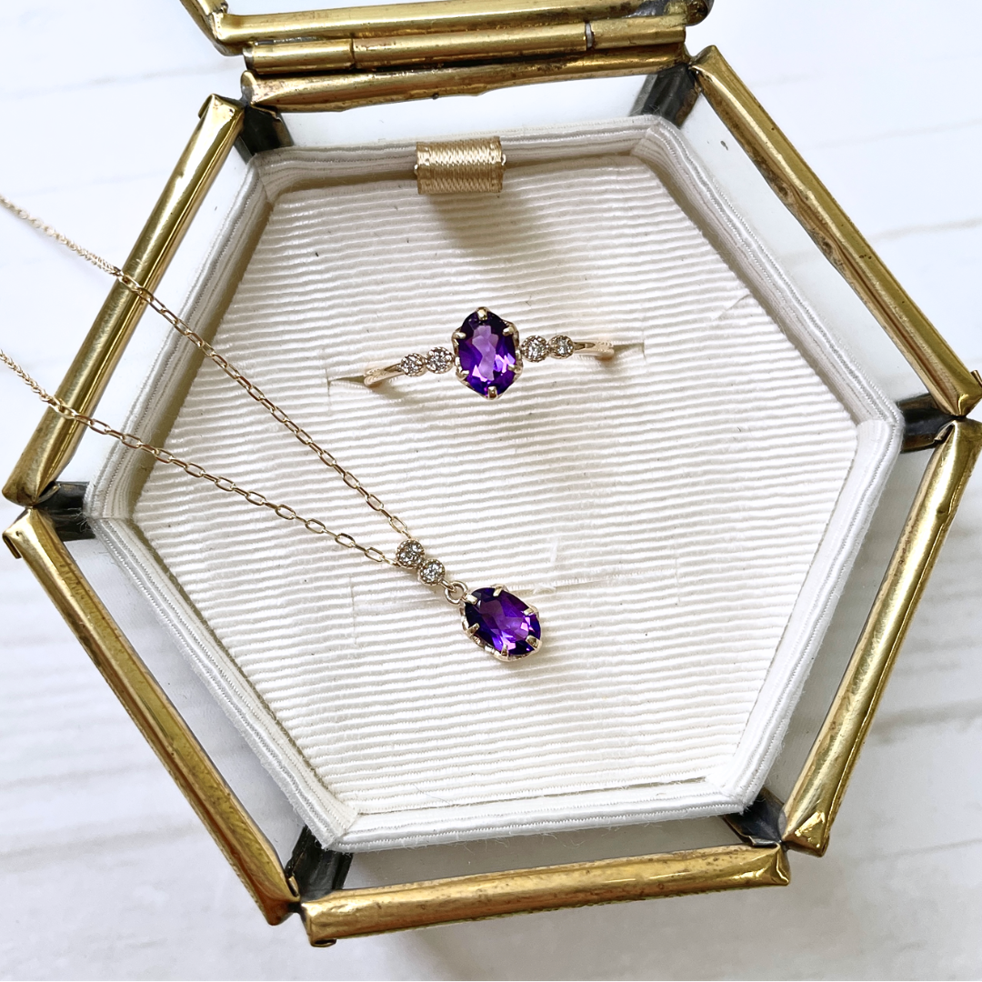 アメジスト×ダイヤモンド0.03ct リング K10YG