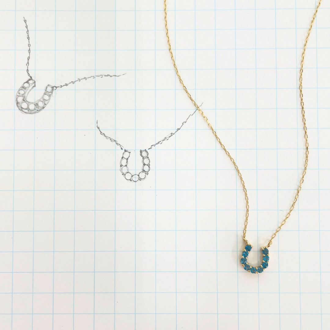 ロンドンブルートパーズバテイネックレス　K10YG