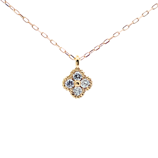 ダイヤモンド 0.13ct クローバーネックレス K18YG