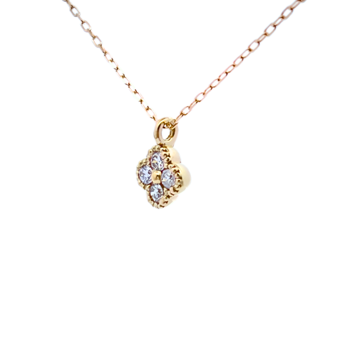 ダイヤモンド 0.13ct クローバーネックレス K18YG