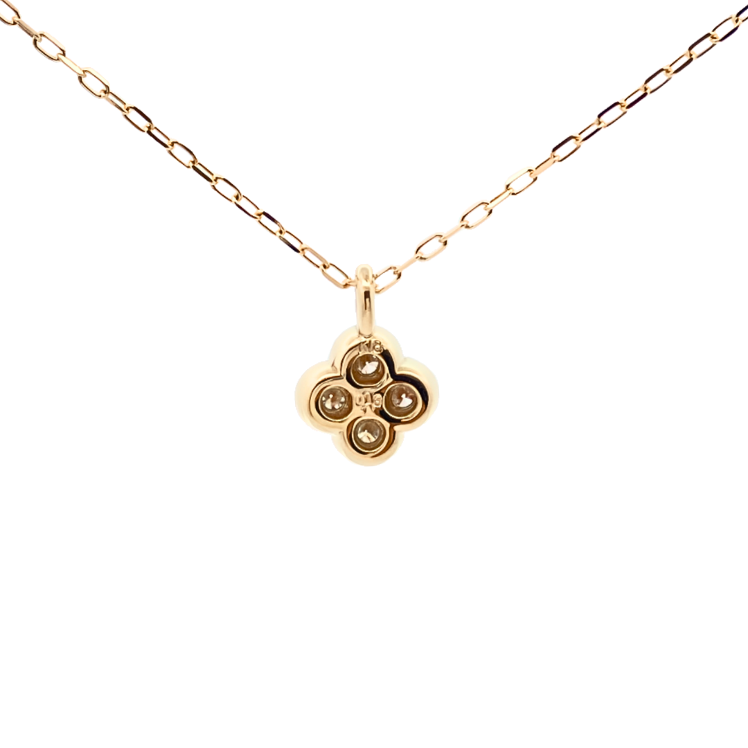 ダイヤモンド 0.13ct クローバーネックレス K18YG