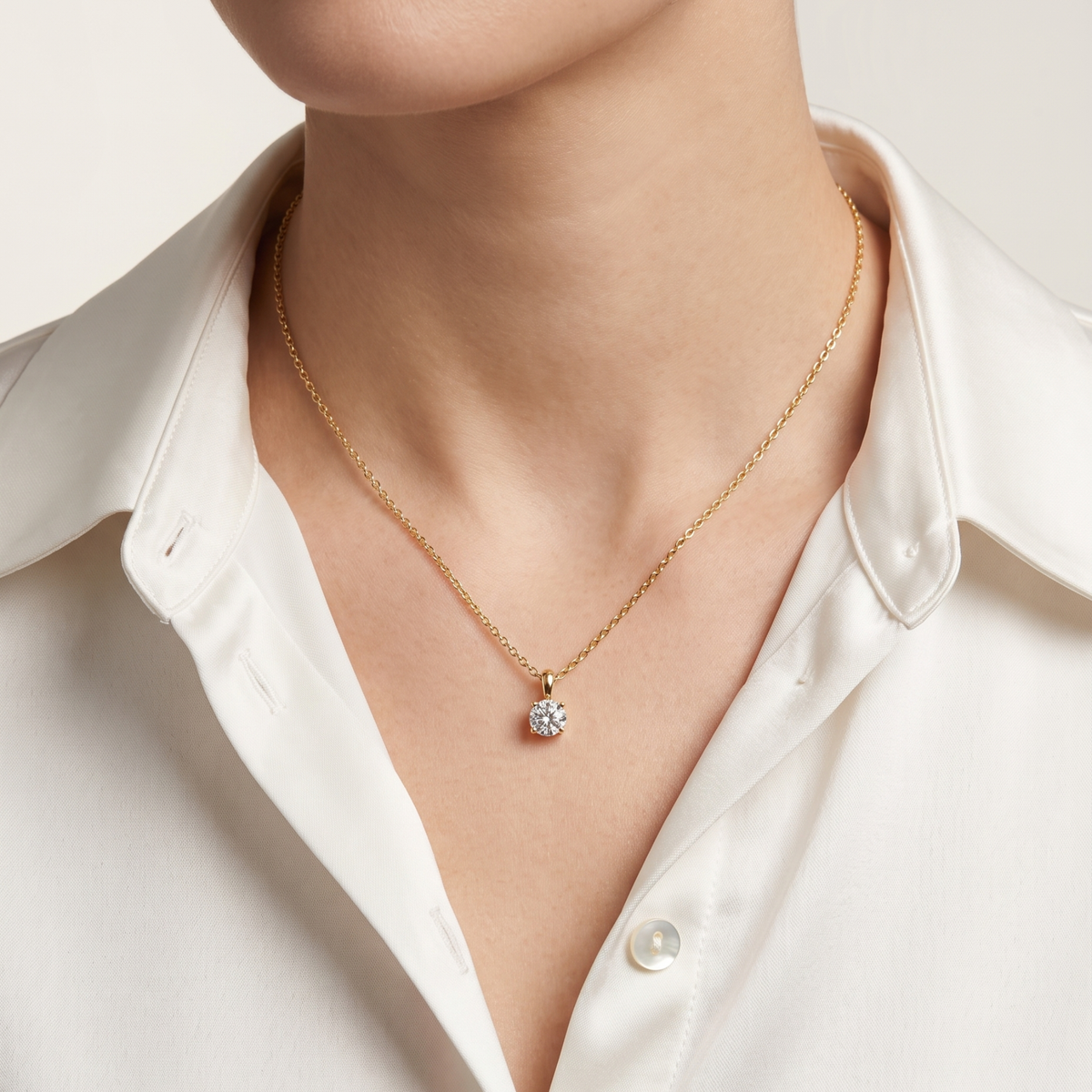 K18ゴールドカラーSV925　一粒ストーン　1.0ct　シンプルネックレス