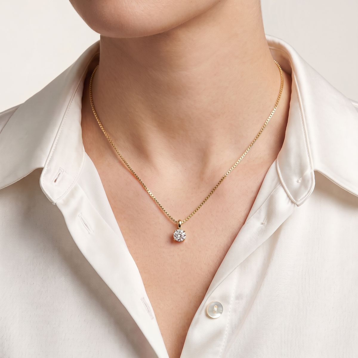 K18ゴールドカラーSV925　一粒ストーン　1.0ct　シンプルネックレス