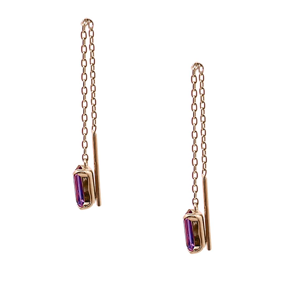 アメジスト　スクエアカット　スィングピアス　K10YG