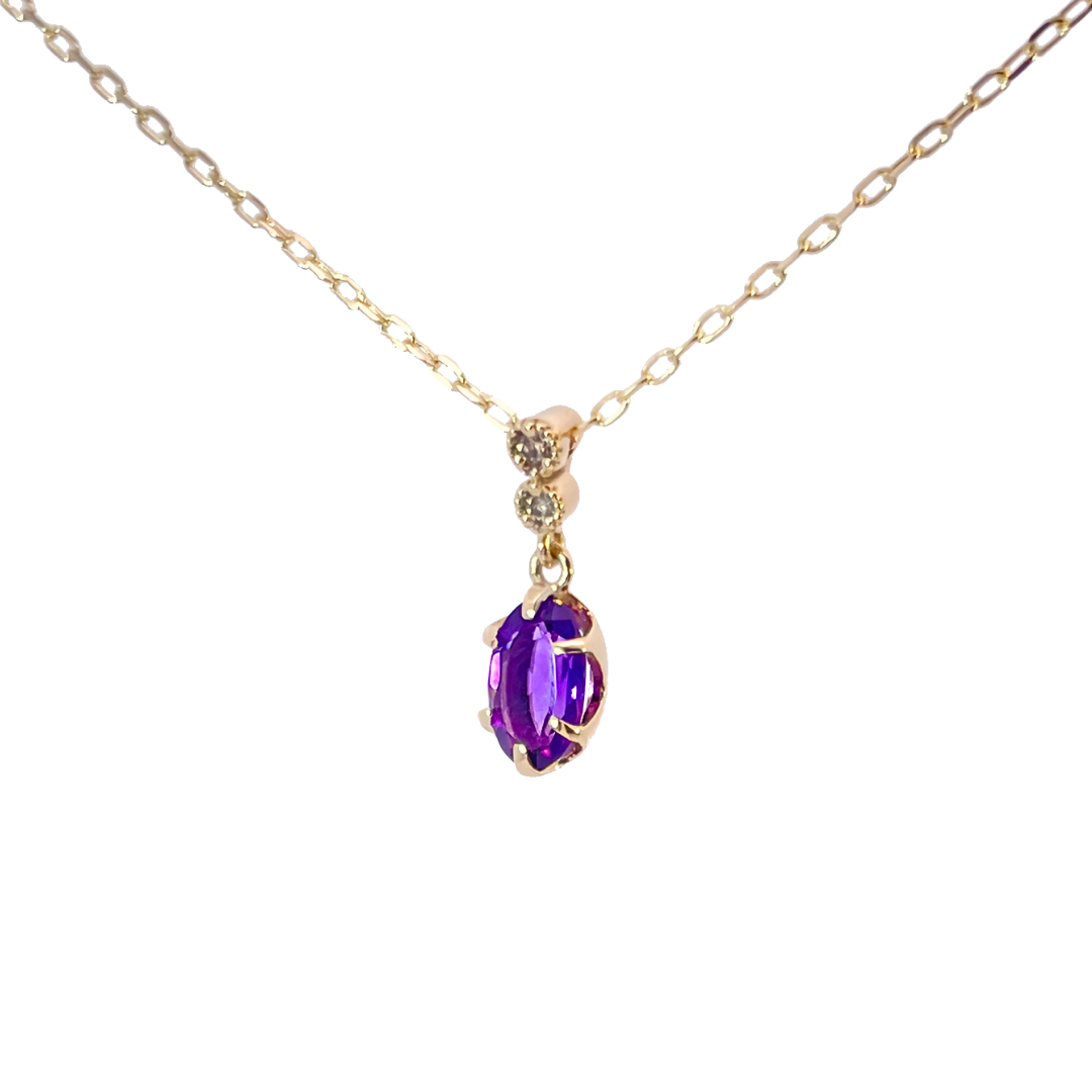 アメジスト×ダイヤモンド0.01ct ネックレス K10YG