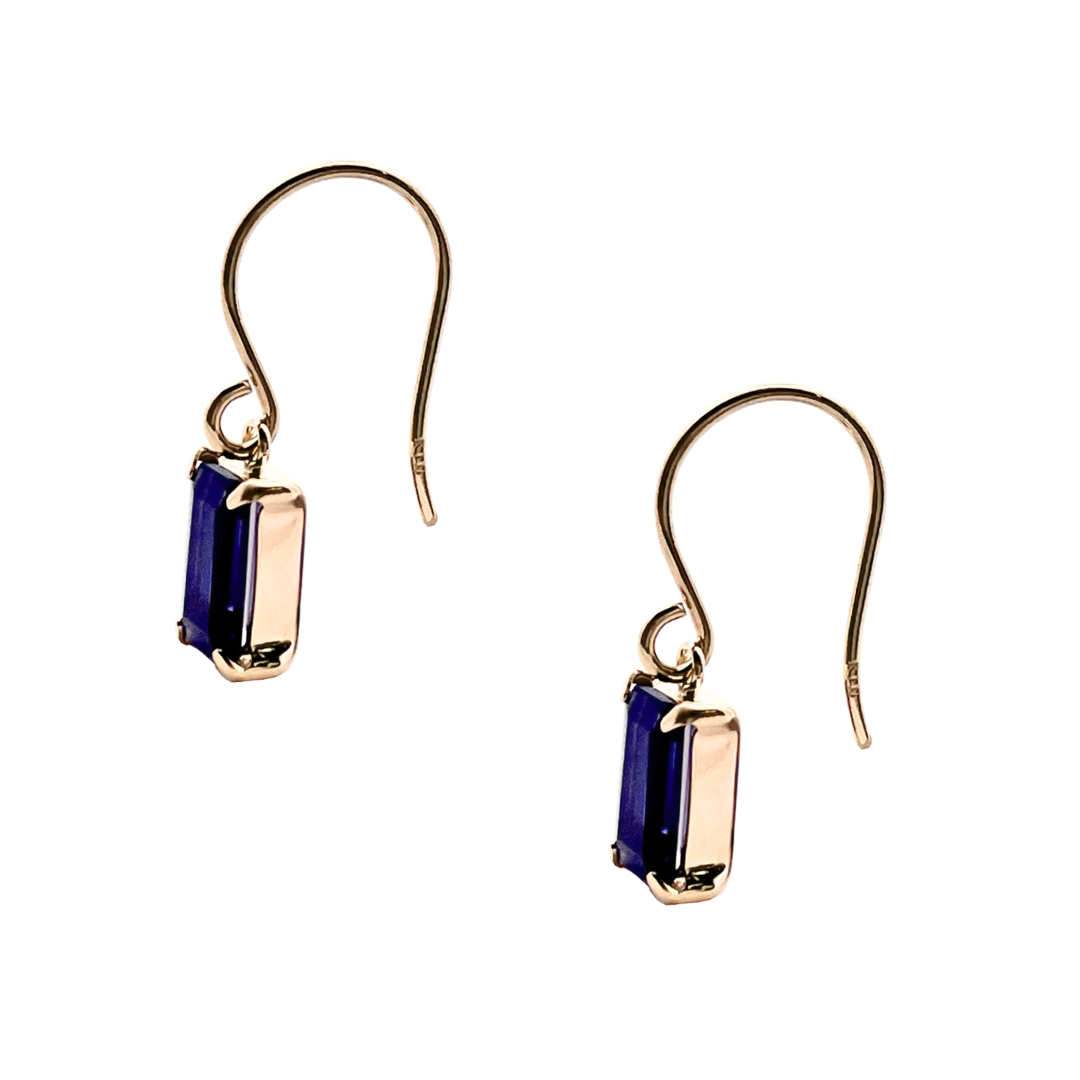 アイオライト　スクエアカット　フックピアス　K10YG