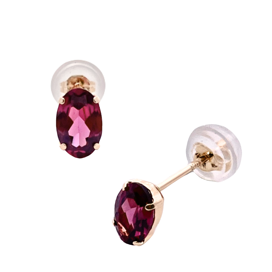 ロードライトガーネット　オーバルカット　スタッドピアス　K10YG