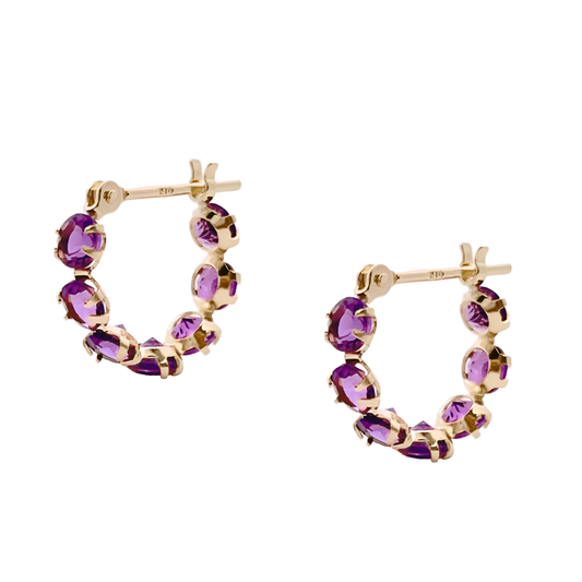 アメジスト フープピアス K10YG