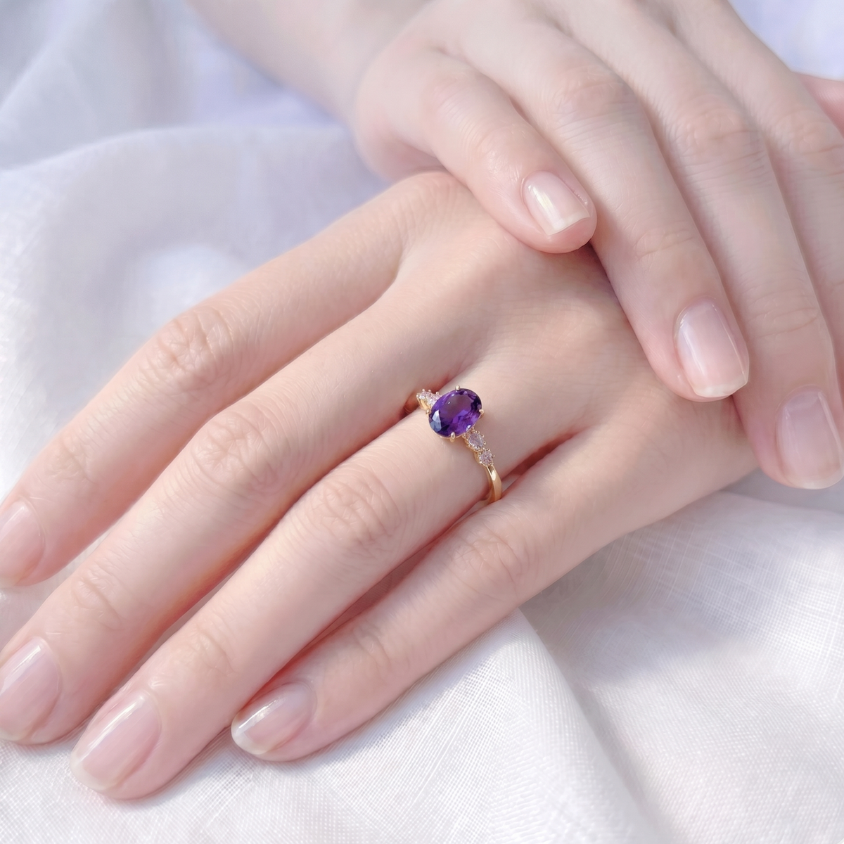 アメジスト×ダイヤモンド0.03ct リング K10YG